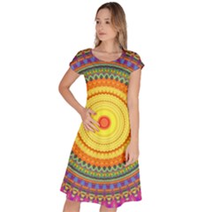 Neon Calliope Kaleidoscope Mandala Classic Short Sleeve Dress