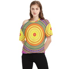 Neon Calliope Kaleidoscope Mandala One Shoulder Cut Out Tee