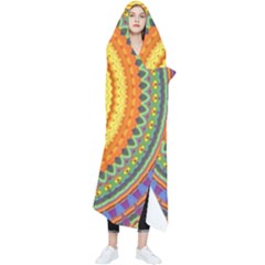 Neon Calliope Kaleidoscope Mandala Wearable Blanket by CrypticFragmentsDesign