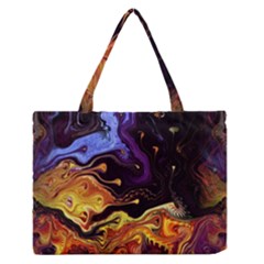 Nebula Starry Night Skies Abstract Art Zipper Medium Tote Bag by CrypticFragmentsDesign