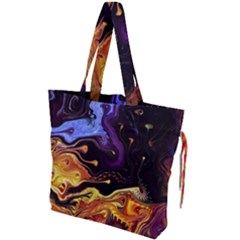 Nebula Starry Night Skies Abstract Art Drawstring Tote Bag by CrypticFragmentsDesign