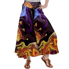 Nebula Starry Night Skies Abstract Art Satin Palazzo Pants by CrypticFragmentsDesign