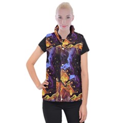 Nebula Starry Night Skies Abstract Art Women s Button Up Vest by CrypticFragmentsDesign