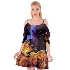 Nebula Starry Night Skies Abstract Art Cutout Spaghetti Strap Chiffon Dress by CrypticFragmentsDesign