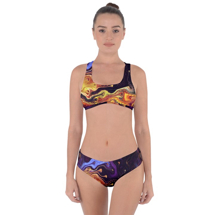 Nebula Starry Night Skies Abstract Art Criss Cross Bikini Set