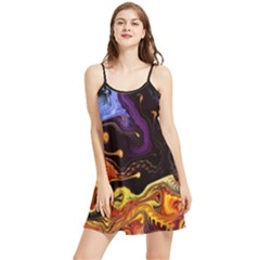 Nebula Starry Night Skies Abstract Art Summer Frill Dress by CrypticFragmentsDesign