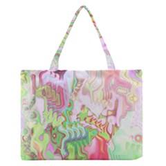 Boho Hippie Trippy Psychedelic Abstract Hot Pink Lime Green Zipper Medium Tote Bag by CrypticFragmentsDesign