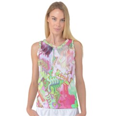 Boho Hippie Trippy Psychedelic Abstract Hot Pink Lime Green Women s Basketball Tank Top