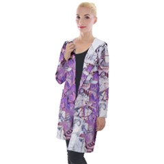 Blooming Lilacs Spring Garden Abstract Hooded Pocket Cardigan by CrypticFragmentsDesign