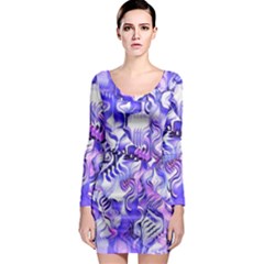 Weeping Wisteria Fantasy Gardens Pastel Abstract Long Sleeve Bodycon Dress by CrypticFragmentsDesign