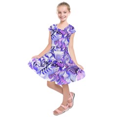 Weeping Wisteria Fantasy Gardens Pastel Abstract Kids  Short Sleeve Dress by CrypticFragmentsDesign