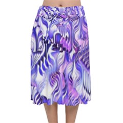 Weeping Wisteria Fantasy Gardens Pastel Abstract Velvet Flared Midi Skirt by CrypticFragmentsDesign