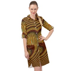 Golden Sands Long Sleeve Mini Shirt Dress by LW41021