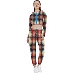 Royal Plaid  Cropped Zip Up Lounge Set by LW41021