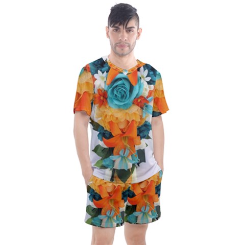 Spring Flowers Men s Mesh Tee And Shorts Set by LW41021