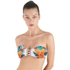 Spring Flowers Twist Bandeau Bikini Top