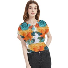 Spring Flowers Butterfly Chiffon Blouse