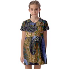 Sea Of Wonder Kids  Asymmetric Collar Dress by LW41021