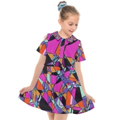Abstract  Kids  Short Sleeve Shirt Dress by LW41021