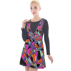 Abstract  Plunge Pinafore Velour Dress by LW41021