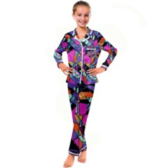 Abstract  Kid s Satin Long Sleeve Pajamas Set by LW41021