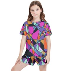 Abstract  Kids  Tee And Sports Shorts Set by LW41021