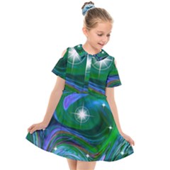 Night Sky Kids  Short Sleeve Shirt Dress by LW41021