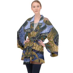 Sea Of Wonder Long Sleeve Velvet Kimono  by LW41021