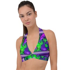 Feathery Winds Halter Plunge Bikini Top by LW41021