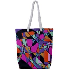 Abstract Full Print Rope Handle Tote (small) by LW41021