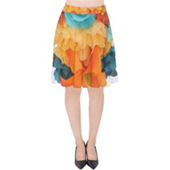 Spring Flowers Velvet High Waist Skirt by LW41021