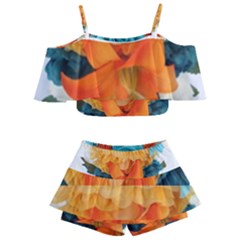 Spring Flowers Kids  Off Shoulder Skirt Bikini by LW41021