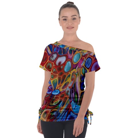 Colored Summer Off Shoulder Tie-up Tee by Galinka