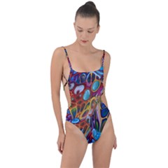 Colored Summer Tie Strap One Piece Swimsuit