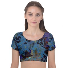 Undersea Velvet Short Sleeve Crop Top 