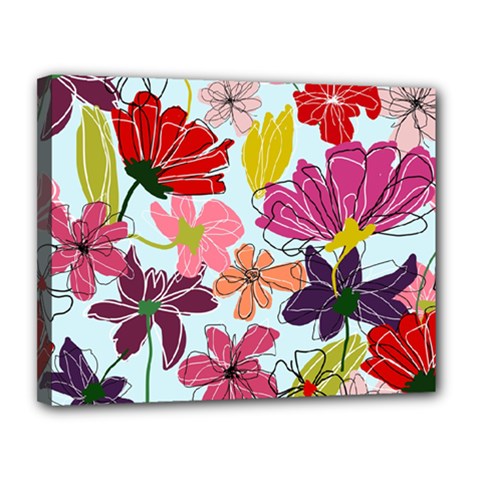 Flower Pattern Canvas 14  X 11  (stretched)