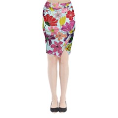 Flower Pattern Midi Wrap Pencil Skirt by Galinka