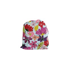 Flower Pattern Drawstring Pouch (xs) by Galinka