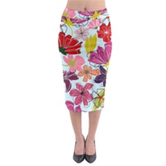 Flower Pattern Midi Pencil Skirt by Galinka