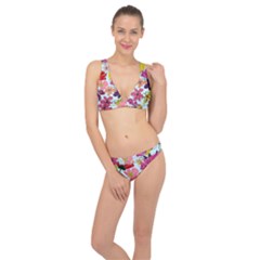 Flower Pattern Classic Banded Bikini Set  by Galinka