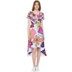 Flower Pattern High Low Boho Dress