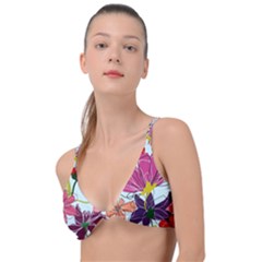 Flower Pattern Knot Up Bikini Top