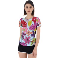 Flower Pattern Back Cut Out Sport Tee by Galinka