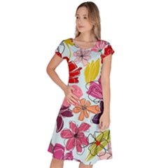 Flower Pattern Classic Short Sleeve Dress by Galinka