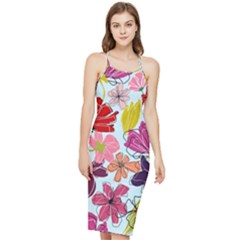 Flower Pattern Bodycon Cross Back Summer Dress