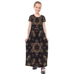 Bronze Age Mandala Kids  Short Sleeve Maxi Dress by MRNStudios