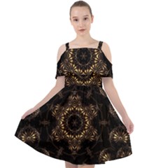 Bronze Age Mandala Cut Out Shoulders Chiffon Dress by MRNStudios