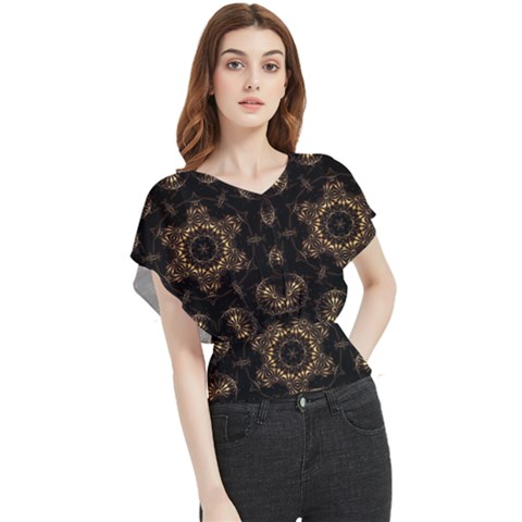 Bronze Age Mandala Butterfly Chiffon Blouse by MRNStudios