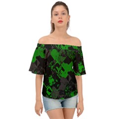 Cyber Camo Off Shoulder Short Sleeve Top by MRNStudios