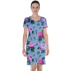 Delicate Peonies Short Sleeve Nightdress